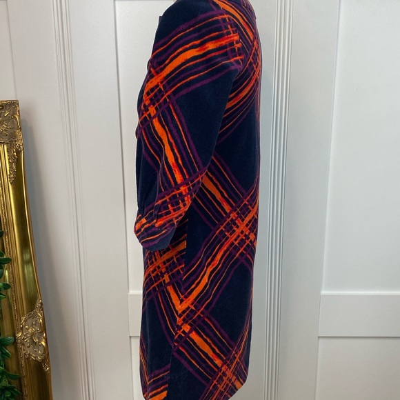 GO International Women's 3/4 Sleeve Plaid Multi Colored Corduroy Dress SZ xs - Picture 5 of 5